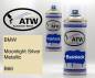 Preview: BMW, Moonlight Silver Metallic, B66: 400ml Sprühdose + 400ml Klarlack - Set, von ATW Autoteile West.